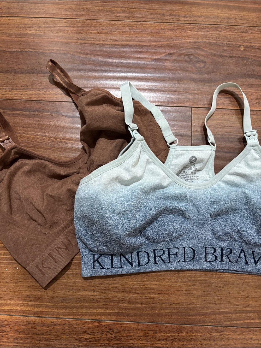 Kindred Bravely Brown & Ombre Gray Nursing Bralettes